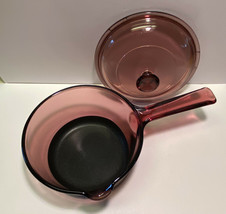 Corning Visions 1L Cranberry Glass Saucepan Pot Non Stick Pyrex Lid Cookware USA - £23.05 GBP