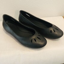 CROCS Iconic Comfort Kadee Flat Sz 8 EUC Black Ballet Flat Slip On Cut Out Shoes - £16.00 GBP