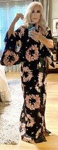 VTG Pink &amp; Black Cotton Robe Kimono Floral Print Japan One Size X Long R... - €128,10 EUR