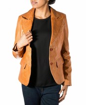 Jacket Leather Blazer Size Womens Coat Tan Biker Ladies Women Lambskin T... - £78.58 GBP