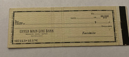 Vintage Matchbook Cover Matchcover Full Check Upper Main Line Bank PA - $2.47