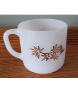 Federal Glass  White Milk Glass With Gold Leaves Golden Glory Bamboo Mug - $12.99