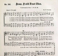 1883 Gospel Hymn Jesus I Trust Thee Sheet Music Victorian Religious ADBN... - $19.99