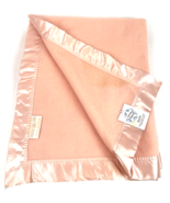 Vintage Baby Blanket Pink Satin Trim North Star Wool Crib Starlet 36 x 54 - $58.00