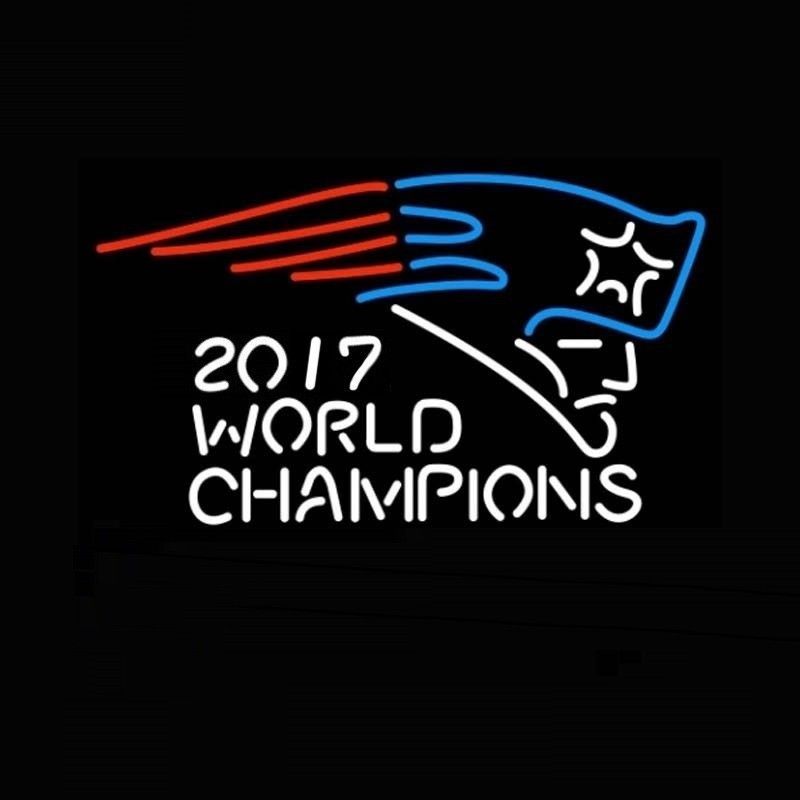 New England Patriots 2017 World Champions Beer Bar Neon Sign 24"x20" - £196.72 GBP