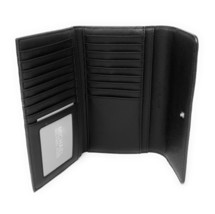 NWB Michael Kors LG Trifold Wallet Black Leather Silver 35S8STVF7L Dust Bag FS Y - £77.43 GBP