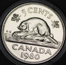 Canada 5 Cents 1980 Proof-Like~Elizabeth II~Beaver~Free Shipping - £4.46 GBP