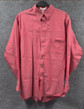 VTG 80’s Geoffrey Beene Mens Large Red Wrinkle Free Dress Shirt 2 Ply Pi... - $23.72
