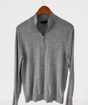 Patrick Assaraf 1/4 Zip Sweater Fine Merino Wool Pullover in Heather Gra... - $24.74