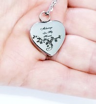 Memorial Necklace Pendant, Cremation Memorial Jewelry, Heart Urn Charm Necklace, - £28.29 GBP