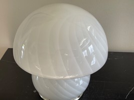 Mid Century Modern White Glass Underwriters Laboratories Mushroom Table ... - $246.51