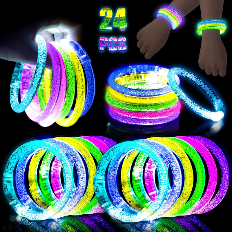 Lovestown 24PCS Glow Bracelets Bulk, LED Bracelets Light up Wristbands Glow in t Item image 11