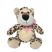 Caltoy Valentines Day Leopard Cheetah Cat Pink Bow Plush Stuffed Animal 8&quot; - £17.05 GBP