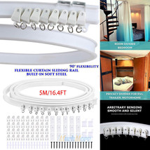 16Ft Flexible Curtain Track Bendable Curve Straight Window Balcony Rail Ceiling - £48.44 GBP