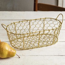 Oval Chicken Wire Basket with Handles - Gold - £54.58 GBP