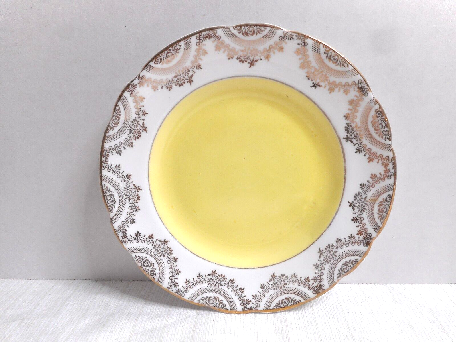 Primary image for Bone China Bread/Butter Plate Yellow & White Gold Royal Vale Gilt Design ENGLAND