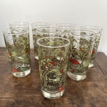 MCM Vintage Libbey Japanese Garden Tumblers Glasses - Set of 8 - £86.92 GBP