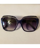 Women&#39;s Oversized Shiny Bling Dark Blue Fashion UV400 Sunglasses - £19.75 GBP