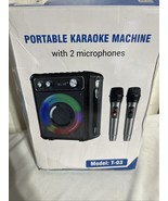 Portable Karaoke Machine Bluetooth 2 Microphones FM AUX LED Lights OPEN BOX - $65.33