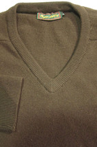Bryan Murphy of Ireland Dark Brown 100% Wool V-Neck Sweater Size L - £31.62 GBP