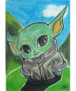 Star Wars Grogu the Child Yoda Anime Art Sketch Card Drawing ACEO PSC 1/... - $24.99