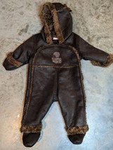 Catamini Baby Bunting Winter Suit Faux Leather Brown 3mth Toddler France... - £34.37 GBP