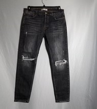 ZARA Women&#39;s Button Fly Skinny Leg Distressed Dark Gray Wash Denim Jeans... - £23.22 GBP