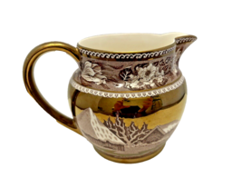 Creamer Wedgwood England Fallow Deer Brown &amp; Gold Lusterware Small Pitch... - $23.24