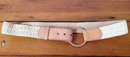 Talbots Woven Braided Leather White Womens Hip Belt M 36 - $36.99
