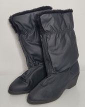 Waterproof Black Faux Fur Front Zip Winter Rain Boots Womens Size 7 Favo... - £15.72 GBP
