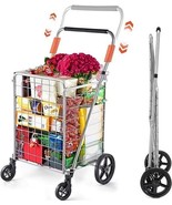  Shopping Cart with Dual Swivel Wheels for Groceries, Compact Folding Po... - $940.87 MXN