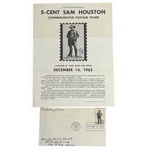 Vtg 1963 US Post Office Bulletin Board Stamp Poster Flyer 5 cent Sam Houston - $19.00