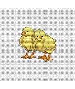 Chickens cross stitch baby pattern pdf - Baby Chicks embroidery blackwork mini  - $3.29