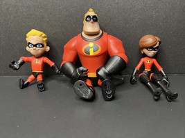 Incredibles Disney Pixar Lot Of 3 Action Figures Mr. Incredible Elastigirl Dash - £11.48 GBP