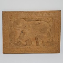 Vintage Carved Wood Ornamental Elephant Plaque Wall Decor Wall Hanging - £15.85 GBP
