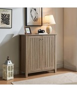 Dark Taupe Shoe Storage Entryway Cabinet - Vented Slat Doors, 4 Shelves - $2,832.32 MXN