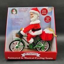 New Mr. Christmas Animated Santa Claus Bicycle Rolling Illuminated Music... - $49.49