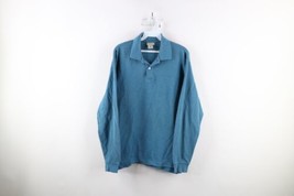 Vintage LL Bean Mens Small Faded Thermal Knit Long Sleeve Collared Polo Shirt - £27.65 GBP