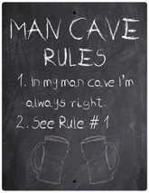 Man Cave Rules I&#39;m Always Right Aluminum Sign Chalkboard Wall Plaque Decor - £10.14 GBP+