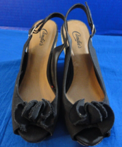 Candies Dania Black Summer Women&#39;s Cute Bow Wedge Heels Shoes 6 Medium - £18.14 GBP
