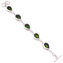 Egyptian Peridot Pear Gemstone 925 Silver Overlay Handmade Rope Bezel Bracelet - £13.33 GBP