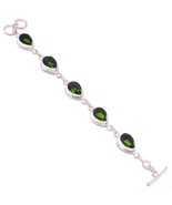 Egyptian Peridot Pear Gemstone 925 Silver Overlay Handmade Rope Bezel Br... - $23.18 CAD