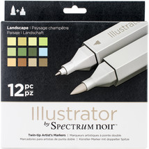 Crafter&#39;s Companion Spectrum Noir Illustrator Twin Tip Markers  Landscape  Set o - £70.29 GBP