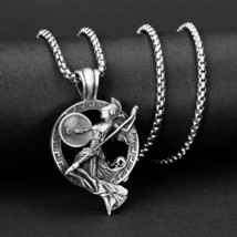 Silver Greek Goddess Athena Pendant Necklace Stainless Steel Jewelry Men Women - £13.44 GBP