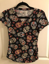 No Boundaries Sugar Skull Day of the Dead T Shirt Women&#39;s Extra Small Size - £15.56 GBP