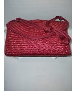 CROFT &amp; BARROW Purse Red Straw Raffia Wicker Woven Boho Handbag Crossbod... - £18.22 GBP