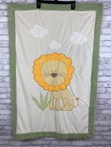 Little Miracles Jungle Lion Green Textured Trim Baby Blanket Lovey Infant 29X44 - $20.31