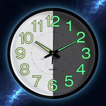Night Light Function, 12-Inch Wall Clock with Silent Non-Ticking Clock Silver - £15.97 GBP