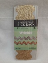 NIP Wrights Shiny Vintage Gold Metallic Jumbo Rick Rack Sewing Trim 2 1/2 Yds - £3.85 GBP