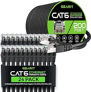 GearIT 24Pack 6ft Cat6 Ethernet Cable &amp; 200ft Cat6 Cable - $234.99